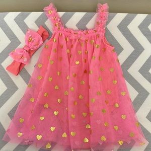 Pink Chiffon Dress and Headband Set - 9M
